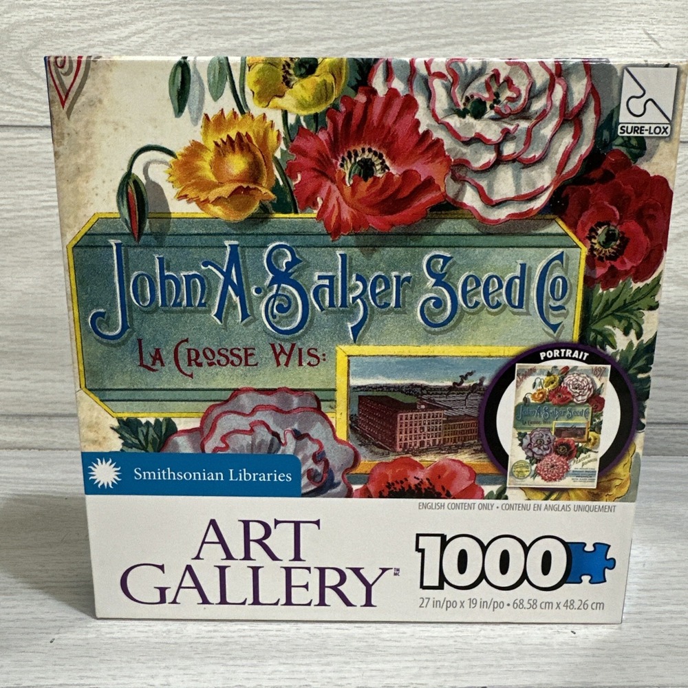 SURE-LOX Art Gallery 1000 PC Puzzle 27x19" Smithsonian Libraries *Pieces Verify